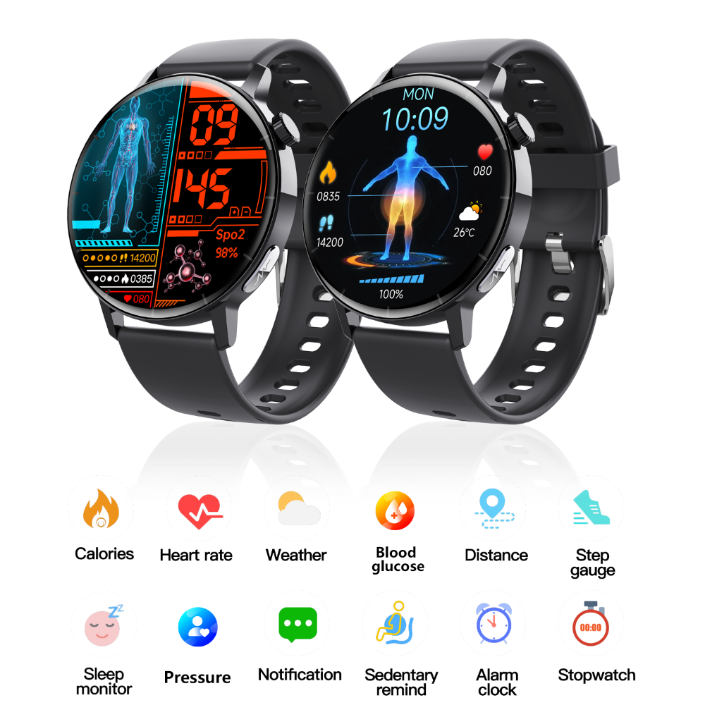 ECG monitor Smart Watch Non Invasive Blood Glucose Smart Watch with Blood Component Analysis
